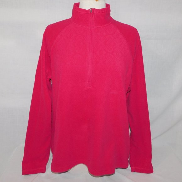 Eddie Bauer Womens XL Pink Pattern 1/4 Zip Quest Fleece Pullover Sweater - Picture 1 of 9